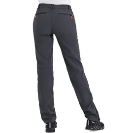 Postropaky Womens Outdoor Snow Ski Pants Waterproof Hiking Insulated Softshell Pants Snowboard Zipper Bottom Leg (313Grey, 12 Tall)