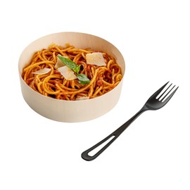 Restaurantware Basic Nature 7.5 Inch CPLA Forks 250 Disposable Plastic Cutlery - Individually Wrapped Durable Black CPLA Disposable Silverware Withstands Up To 180F Ideal For Large Events