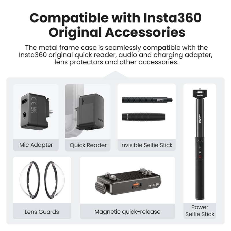 Insta 360 X5 Aluminium Aluminium Cage Case with Screen Protector