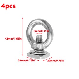 Antrader Eye Nut with T-Slot Bolt,M8 Stainless Steel Roof Rack T Bolt Eye Nut (Sets of 4)