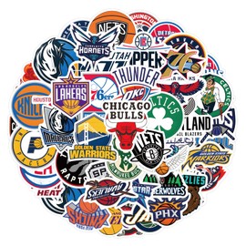 Pack of 60 Basketball Team Stickers for Water Bottles, Skateboard, Luggage, Computer, Scrapbook, Car Stickers, Cute Laptop Stickers for Teenagers and Adults