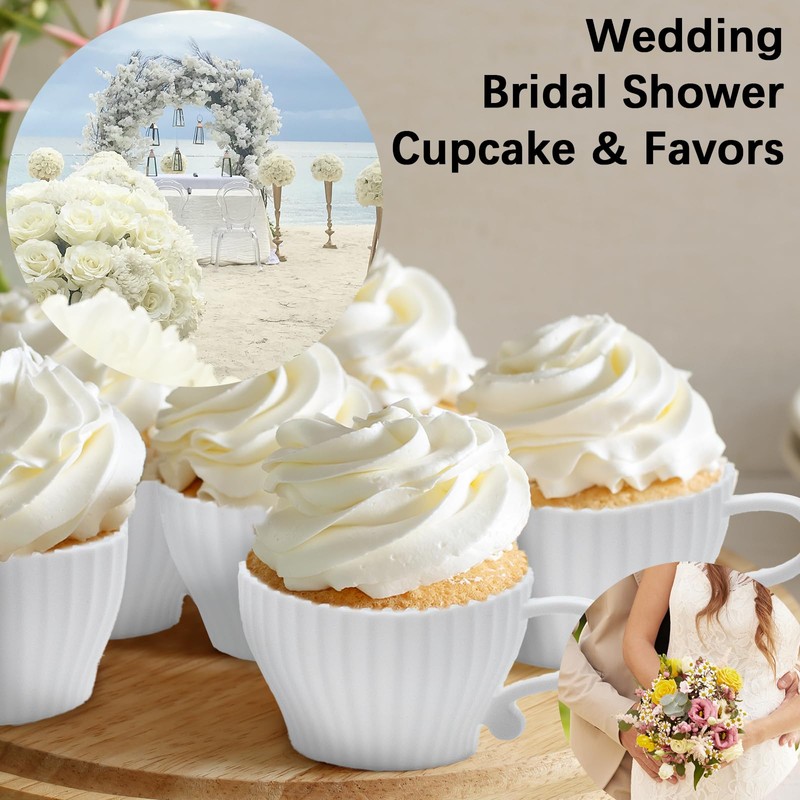 Silicone Muffin Cups for Baking, 24 Pcs Teacup Cupcake Liners,