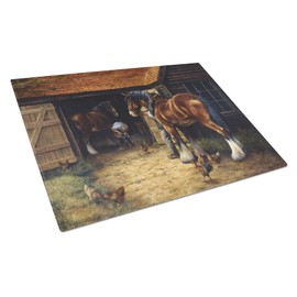 Caroline's Treasures BDBA0086LCB Horse and The Blacksmith by Daphne Baxter Glass Cutting Board Large Decorative Tempered Glass Kitchen Cutting and Serving Board Large Size Chopping Board
