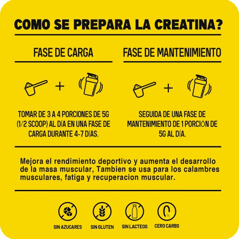 Creatina Monohidratada 1kg Mr. Yellow Sabores 200 Servicios
