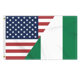 3×5 FT USA Nigeria Friendship Flag, Large 150D America Nigerian Outdoor Banner,Double Side Printing American Decor For Patio Garden With Brass Gromment