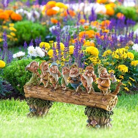 Chiyyak Seven Dwarfs Resin Gnome Garden Statue, Elf Decoration Resin Goblin Statue Indoor and Outdoor Decoration