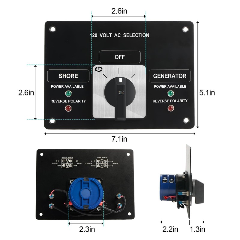 OELFFOW AC Rotary Selector Switch Panel - 120V 30A, 2