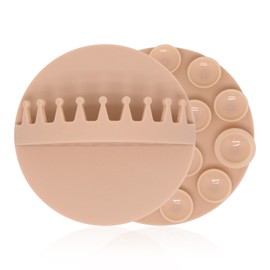 BUXIMN 2pcs Shower Hair Catcher Wall, Suction Hair Collector for Shower, Reusable Silicone Grabber Catcher Trap for Drain Bath (Beige)