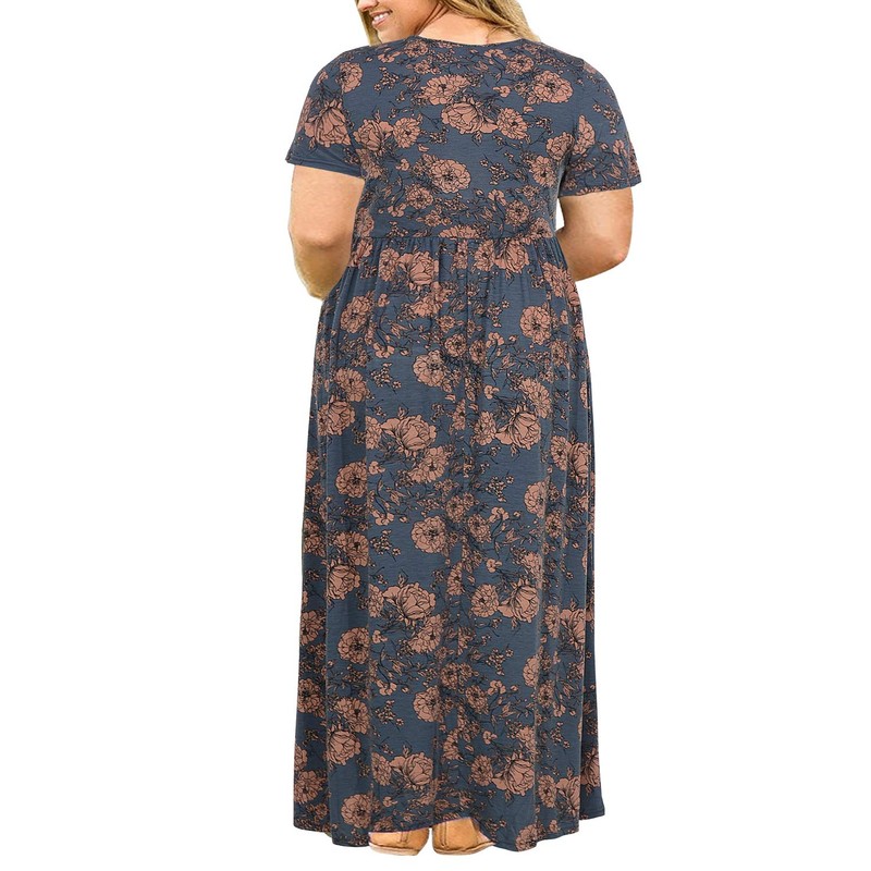 Nemidor Women Short Sleeve Loose Plain Casual Plus Size Long