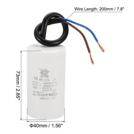 PATIKIL CBB60 14uf Running Capacitor,2Pcs AC 450V 2 Wires 50/60Hz Cylinder 72x40mm for Water Pumps, Washing Machines Motor Start