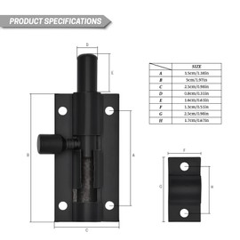 YMWALK 4 PCS Door Latch,Gate Bolt,Door Bolts for Internal Doors,with Screws,Suitable for Interior Doors in Bedrooms,Bathrooms,Babinets,and Storage Rooms(2 Inches, Black)