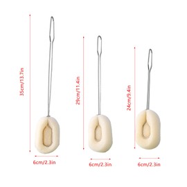 UtySty 3 Pack Sponge Bottle Brush with Long Handle Dish Cup Cleaner Non-Scratch Washing Scrubber Cleaning Brushes for Coffee Cups Mugs Drinking Glasses Water Bottles Spice Jars