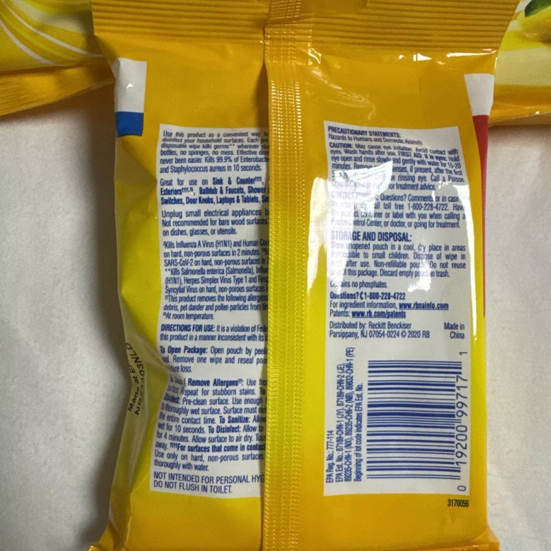 Lysol 3- Lysol Wipes Travel Pack 15ct per Pack, Lemon
