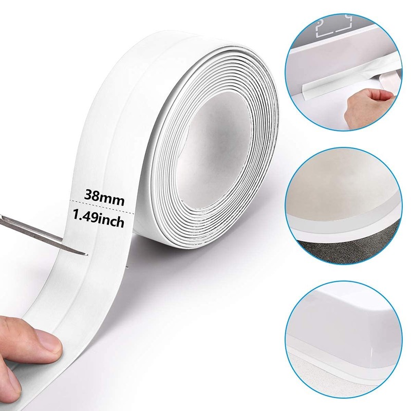 Bath & Kitchen Caulk Tape Sealant Strip, PVC Self-Adhesive Tub