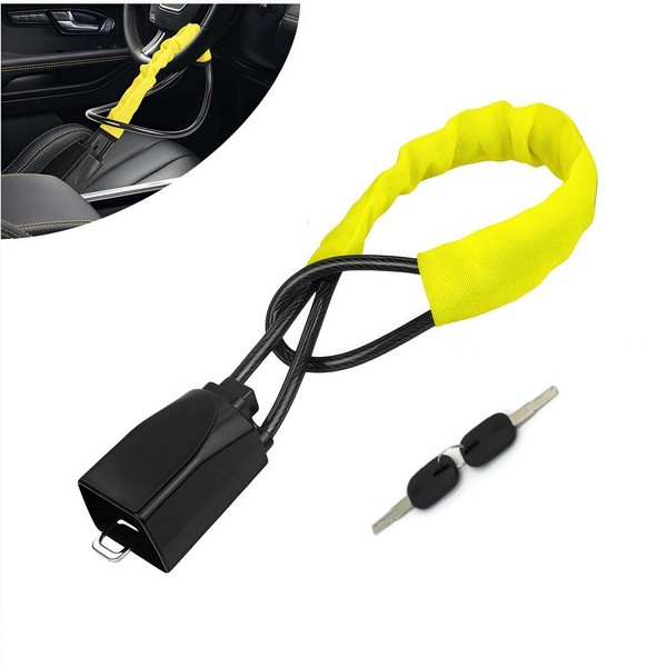 Steering Wheel Lock for Car - Heavy Duty Cable Lock