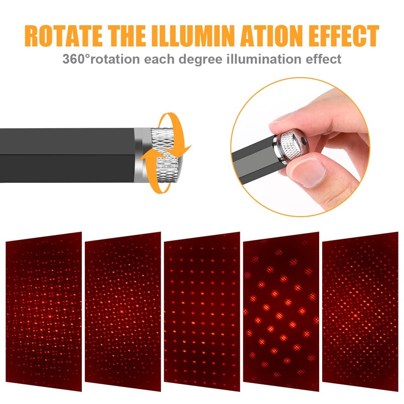URAQT LED Roof Atmosphere Light, Adjustable USB Car Ceiling Starlight