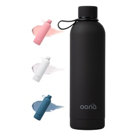 OONA Stainless Steel Water Bottle 25 oz, BPA-Free, Leak-Proof Insulated Water Bottle, Carrying Loop, Double Wall Vacuum Insulation, Keeps Drinks Hot or Cold for 12 Hours, Travel Friendly (Black)