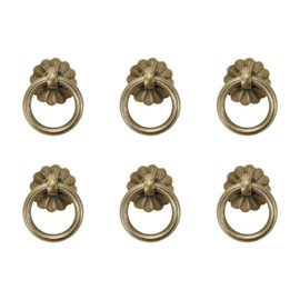 Savagrow 6pcs Antique Brass Drop Ring Pulls Vintage Round Pull Ring for Drawer Cabinet, Bronze (3cm)