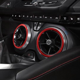 TOMALL 4pcs Aluminum AC Vent Outlet Ring Cover Compatible with Chevy Camaro 2016-2020 Air Condition Outer Vent Trim Decoration Interior Accessories (Red)