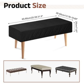 sourcing map Dining Bench Cover, Stretch Piano Long Bench Stool Slipcover, Rectangle Washable Seat Cushion Protector for Living Room, Bedroom and Kitchen, Black