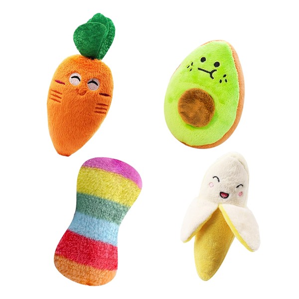 NyxSeat Pack of 4 Fruit Plush Toys, Bright and Cute,