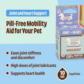 Licks Pill-Free Small Breed Dog Joint and Heart - Glucosamine & Omega 3 Fish Oil Supplement for Dogs - Inflammation Supplements for Joint Support - Gel Packets - 10 Use