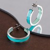 TaYolnFaSo Blue Enamel Hoop Earrings for Women C Shaped Round