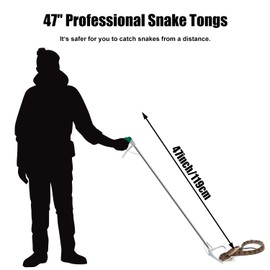 GYORGKSHI 47" Extra Heavy Duty Snake Tongs Reptile Grabber Catcher Wide Jaw Handling Tool