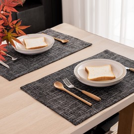 Kevin Textile 13"x19" Placemate Faux Linen Heat Resistant Placemats for Dining Table Set of 4, Easy to Clean Anti-Slip Place Mats Hazel Brown