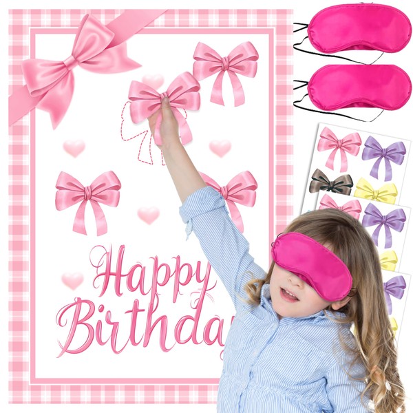 Bow Party Decorations Pin The Bow Party Game Set,Pink Bow