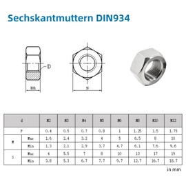 WZHUIDA Hexagon Nuts Stainless Steel M10, Pack of 10, DIN934 Nut M10 Standard A2 V2A Stainless Steel Hexagonal Nuts, Standard Thread Hex Nut