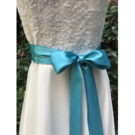 Cinturón de satén para novia de boda, vestido de dama de honor, cinturón de 5 cm de ancho, doble cara, Tiffany, M