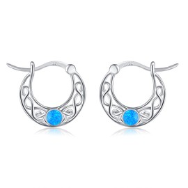 Blue Opal Earrings 925 Sterling Silver Blue Celtic Earrings Celtic Jewellery Gifts for Women Girls Mother Wife, Sterling Silver