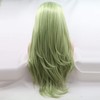 Xiweiya Long Matcha Green Wig Synthetic Lace Front Wigs Middle