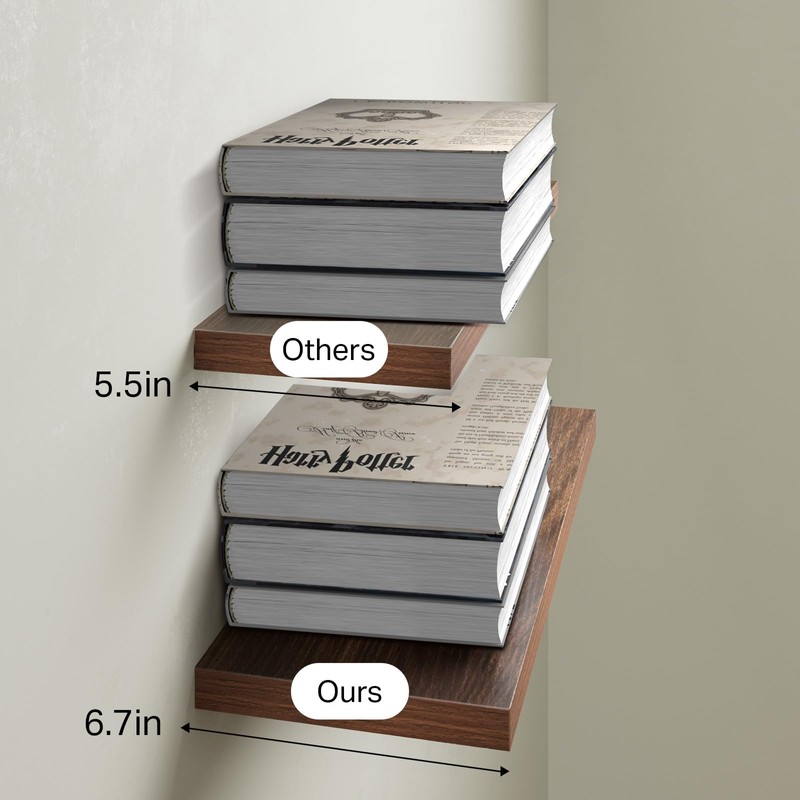 BAYKA Floating Shelves for Wall, Wall Mounted Rustic Wood Shelves