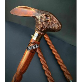 Brass Handle Victorian Telescope Foldable Wooden Walking Stick Cane Ideal Vintage Gift Men Women Father/Mother (Rabbit Copper Finish)