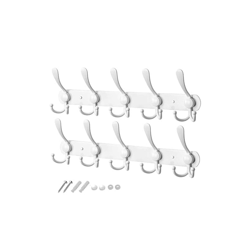 GlazieVault White Coat Hooks for Wall - Stainless Steel Coat