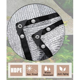 UNIUP 40% Aluminum Foil Shade Cloth with Grommets,6.5 FT x 8 FT，Silver Tarps Fabric Privacy Screen Pet Shade Car Cover Patio Garden Pergola Cover Canopy, Come with Ball Bungee Aluminum Shade Net