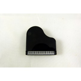 Music Themed Piano Shape Memo Clip with Pen Holder and Magnet - Black