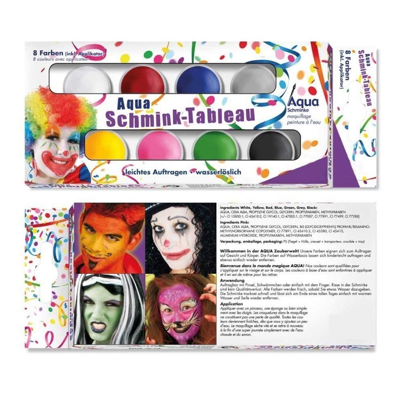 KarnevalsTeufel Make-Up Palette in Theatre Quality Painting Box Aqua Tableau