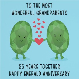 Hunts England - Large Grandparents 55th Anniversary Card - To The Most Wonderful Grandparents - 55 Years Together - Happy Emerald Anniversary - Iconic Collection - Large - 210 x 210 mm