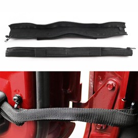 Polcatay 2 PCS Door Limiting Strap, Door Check Locator Modification Parts, Woven Nylon Heavy-duty Door Anti-scratch Restraint Straps with Zipper Design, Compatible with 1997-2021 Wrangler (Black)