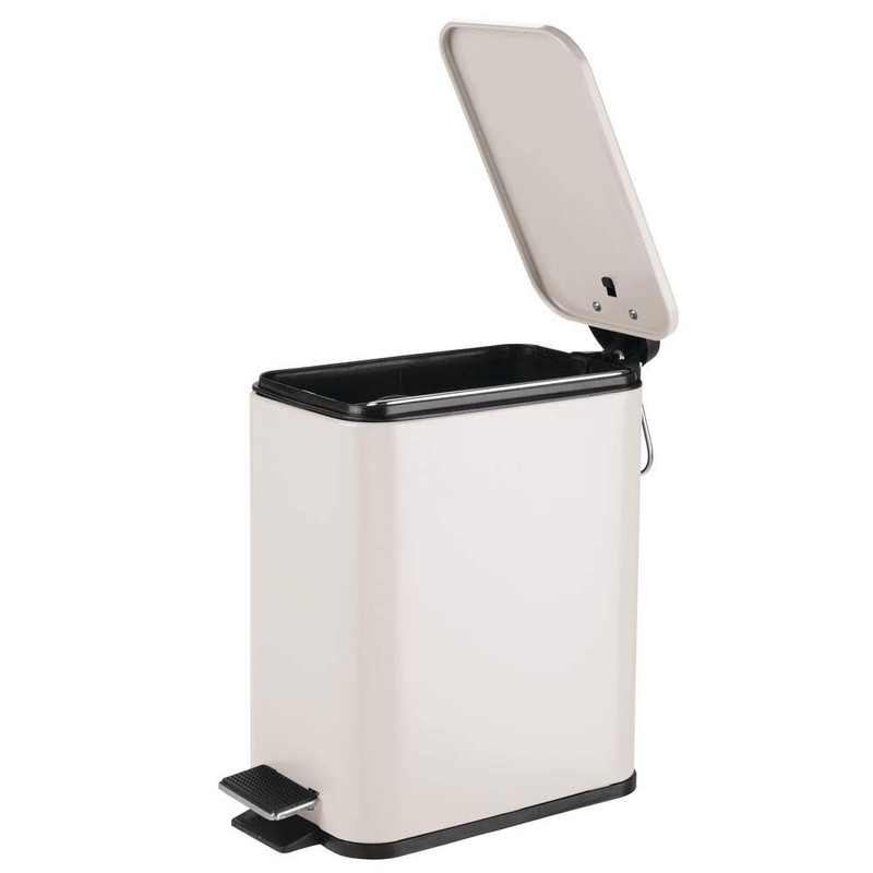 mDesign 5 Liter Rectangular Small Steel Step Trash Can Wastebasket,