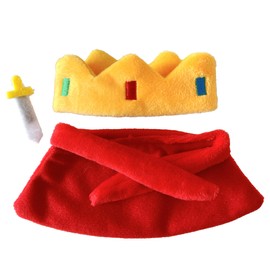 King Costume (Crown, Cape & Sword Set) 3.9 inches (10 cm) Sewn-on Kigurumi Accessories, Kpopdoll Costume