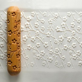 MKM Pottery Tools Wood Big Hand Rollers for Clay (BHR-159 Plum Blossoms)