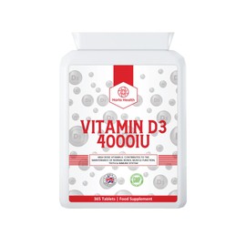 Vitamin D3 4000iu - 365 Tablets - 1 Year Supply - Suitable for Vegetarians - Harla Health - Made in The UK - GMP Codes of Practice