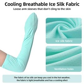 Eeuwigegelofte Blue UV Protection Gloves Driving Fingerless Arm Sleeves for Women, Cooling Arm Sleeves for Golf, Cycling, Running, Fishing Sports