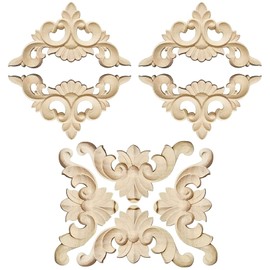 Pack of 8 Wooden Carved Corner Onlay Applique, Ornament Wall Ornaments, Wooden Applique, Long Wood Carving Applique, Decoration, for Door, Cabinet, Wall, Decoration of the House