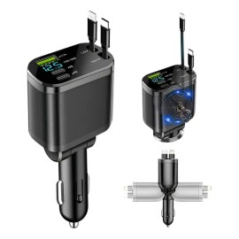 5en1 Cargador Para Auto Retráctil 120w Carga Rápida De Coche