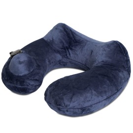 Grinscard Travel Neck Pillow with Carry Bag - Blue Approx. 21 x 12 x 12 cm - Neck Pillow for Aeroplane and Train